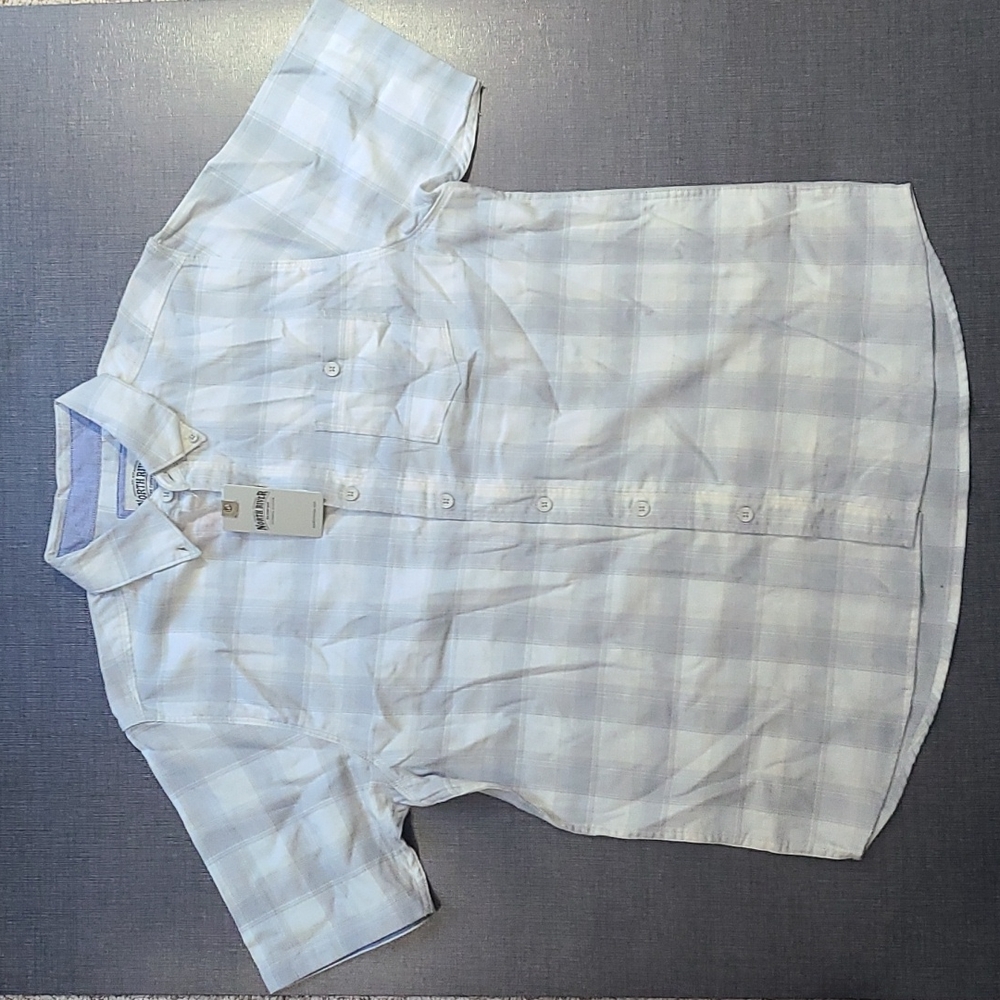 North River Ash Cotton Herringbone Woven Short Sleeve Shirt